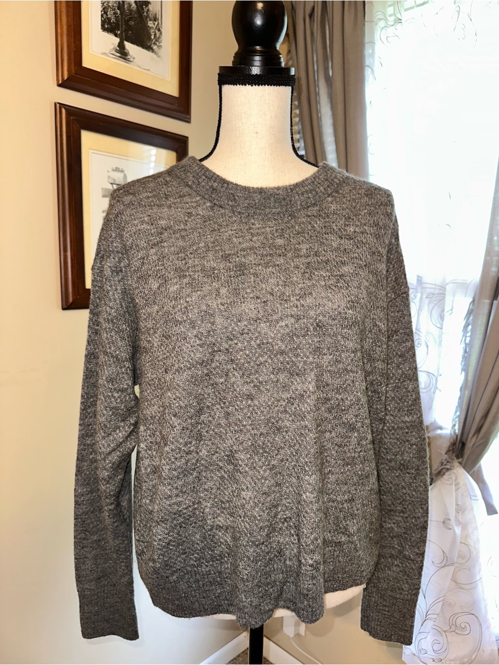Quince Grey Crewneck Sweater - Heathered Knit